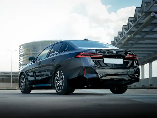 A BMW i5 electric saloon