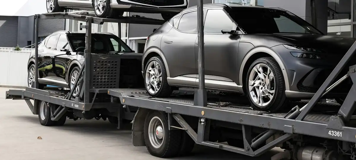 Vehicles on a car transporter