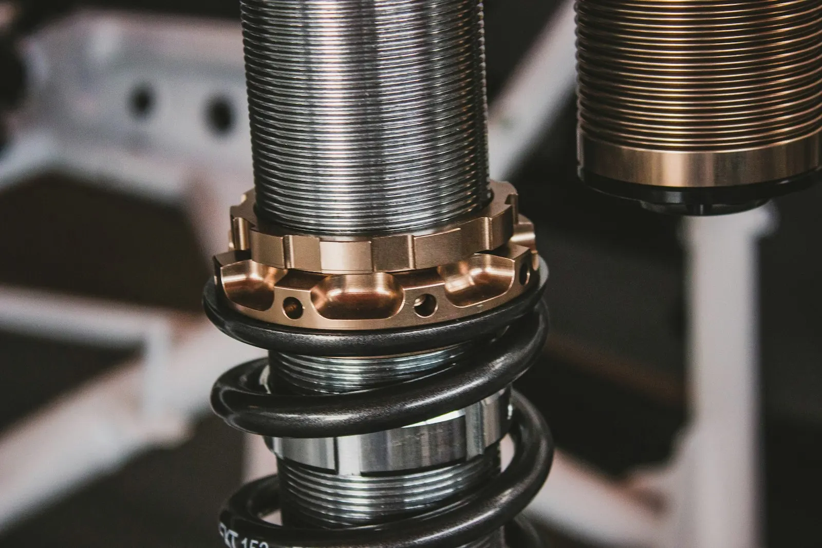 Coilover shock absorbers, close detail