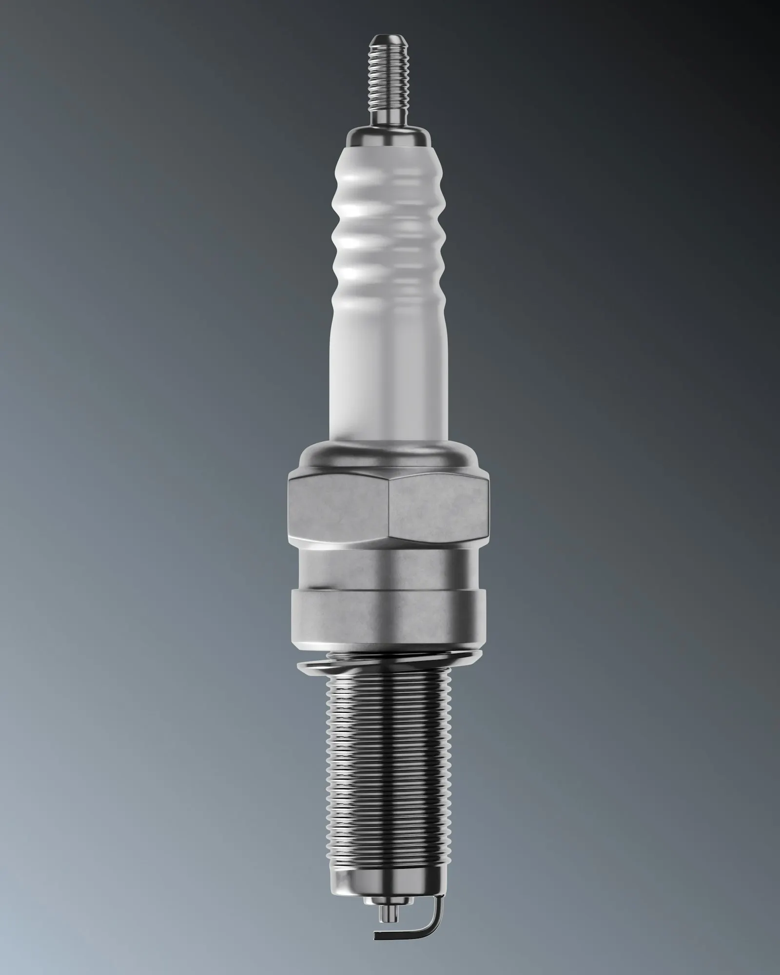 New spark plug on a grey background